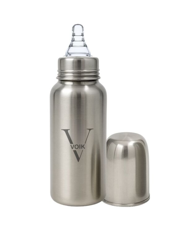 VOIK Stainless Steel Baby Feeding Bottle 240ml | 100% Steel | for 3+ Months Babies