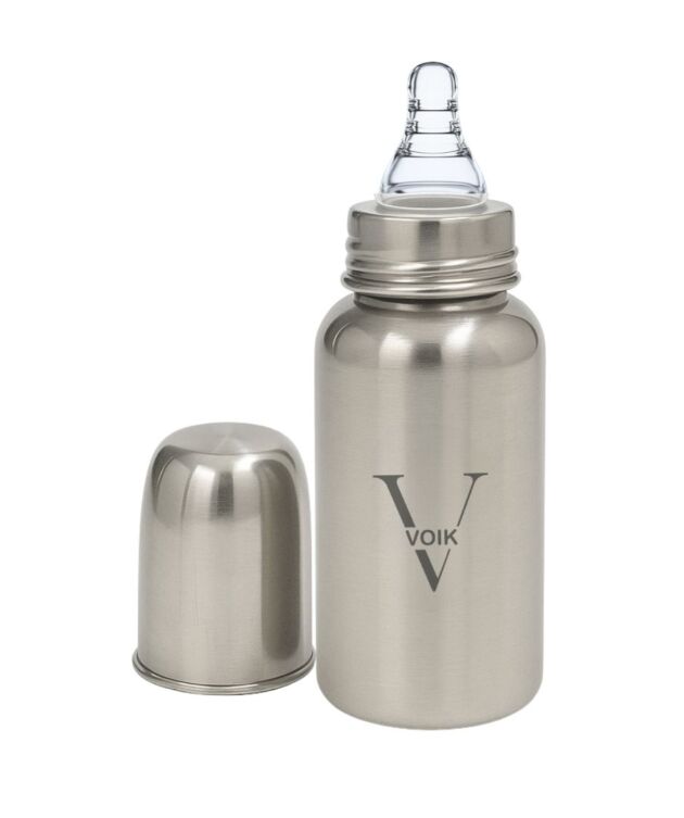 VOIK Stainless Steel Baby Feeding Bottle 140ml | 100% Steel | for 3+ Months Babies