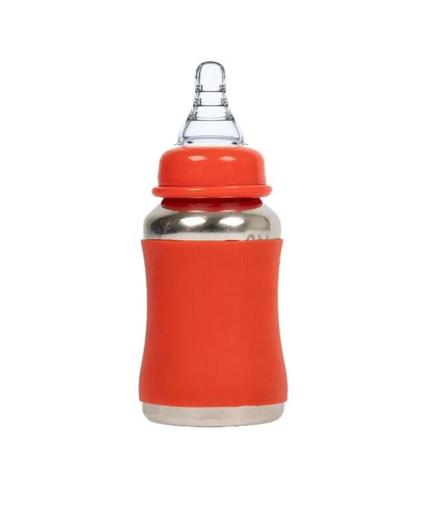 Voik Vega Joy Stainless Steel Baby Feeding Bottle 140ml | 304 Food-Grade Steel | BPA-Free | Leak Proof