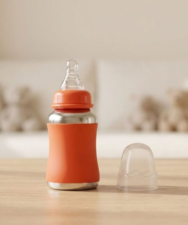 Voik Vega Joy Stainless Steel Baby Feeding Bottle 140ml | 304 Food-Grade Steel | BPA-Free | Leak Proof