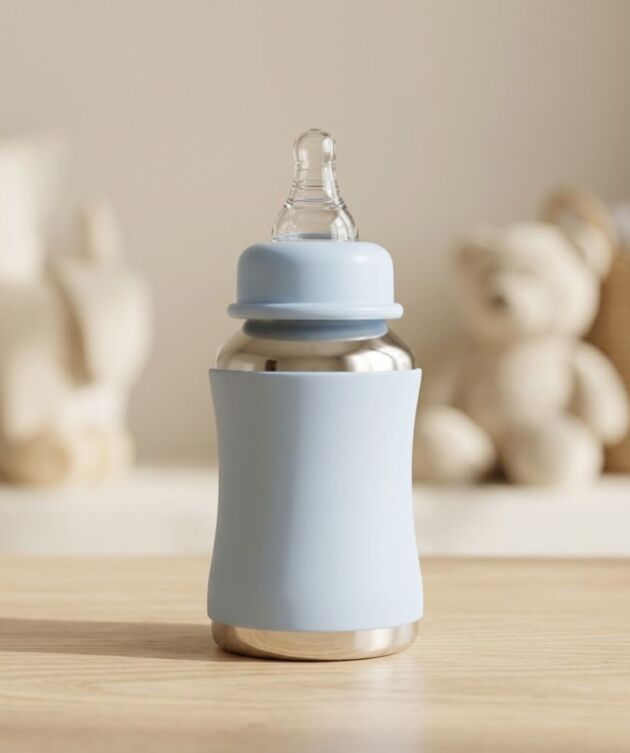 Voik Vega Joy Stainless Steel Baby Feeding Bottle 140ml | 304 Food-Grade Steel | BPA-Free | Leak Proof