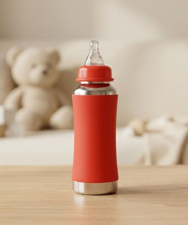 Voik Vega Joy Stainless Steel Baby Feeding Bottle 240ml | 304 Food-Grade Steel | BPA-Free | Leak Proof