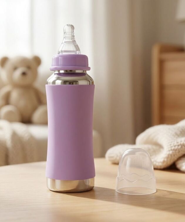 Voik Vega Joy Stainless Steel Baby Feeding Bottle 240ml | 304 Food-Grade Steel | BPA-Free | Leak Proof