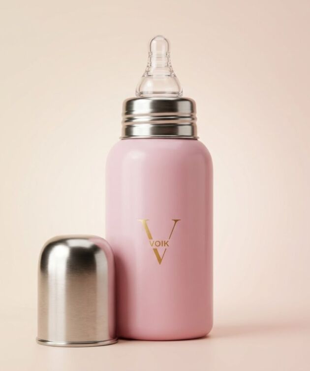 VOIK Vega Soft Stainless Steel Feeding Bottle for Newborn Baby | Premium Milk Bottle 300ml
