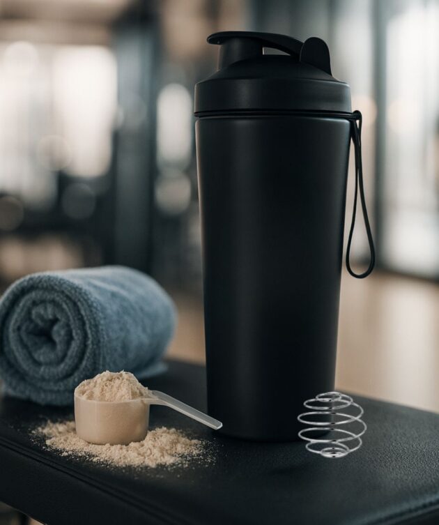 VOIK Steel Gym Shaker 800ml | ISI Certified | Leakproof | BPA-Free | Black