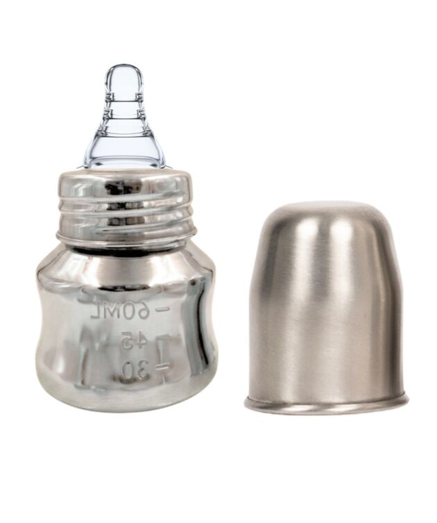 VOIK Stainless Steel Infant Baby Feeding Bottle | BPA Free | Anti-Colic | Plastic-Free | Neck Steel Feeding Bottle | 60ml