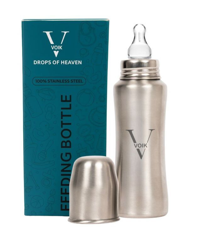 VOIK 240ml Stainless Steel Baby Feeding Bottle| Milk Steel Bottle | BPA-Free, Anti-Colic, Plastic-Free | Regular Neck