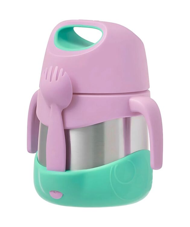 VOIK ThermoTot Kids Insulated Food Jar 320ml | 304 Stainless Steel | BPA-Free Double Wall Vacuum Insulated Lunch Box with Handle & Spork